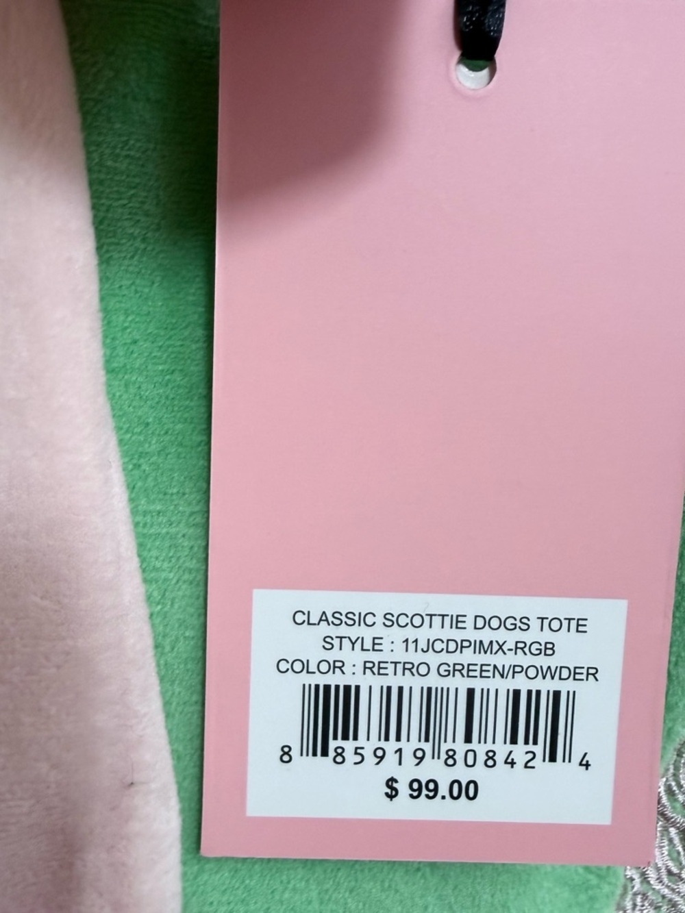 NWT Juicy Couture Classic Scottie Dog Daydreamer Tote in Retro Green/Powder Blsh - Picture 2 of 7